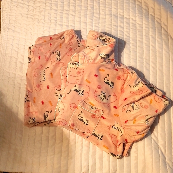 Kitty Cat Pink Fleece PJs XL - Picture 1 of 5